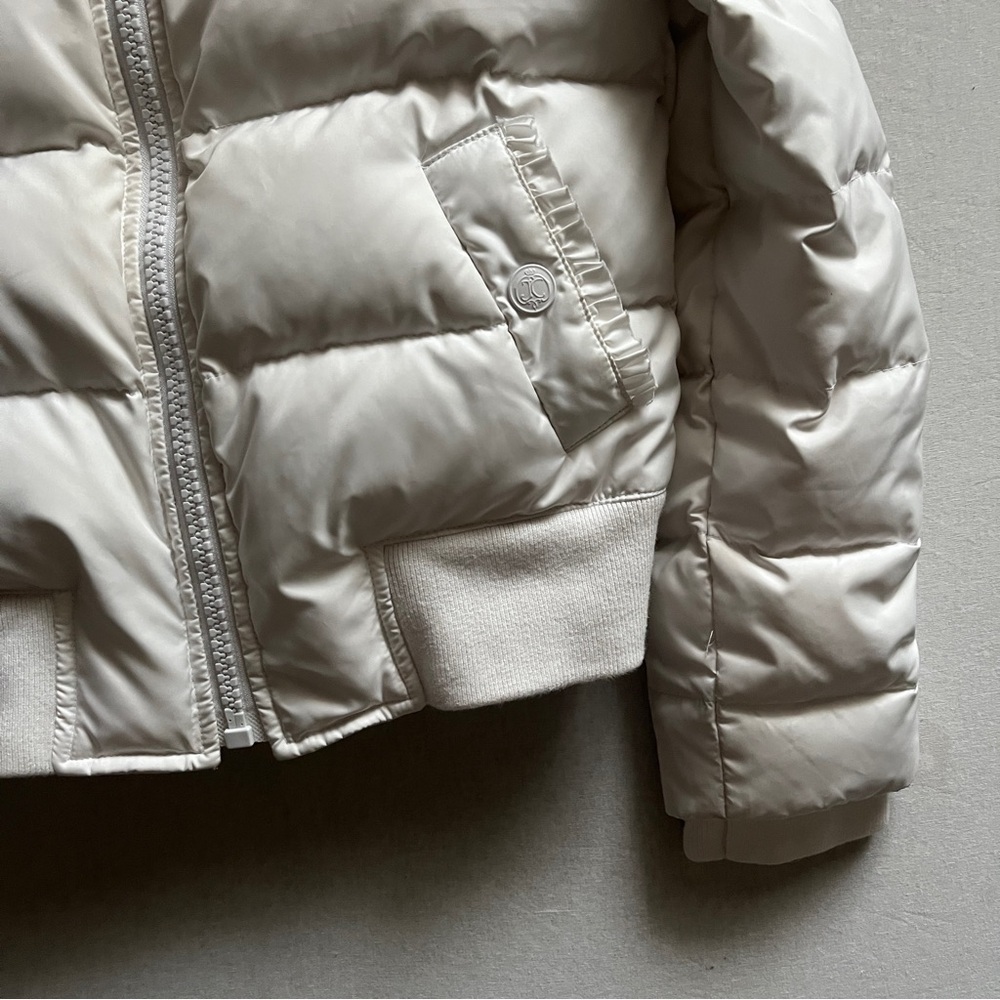 Juicy Couture White Down Feather Hooded Cropped Puffer Jacket Size S - Picture 5 of 9